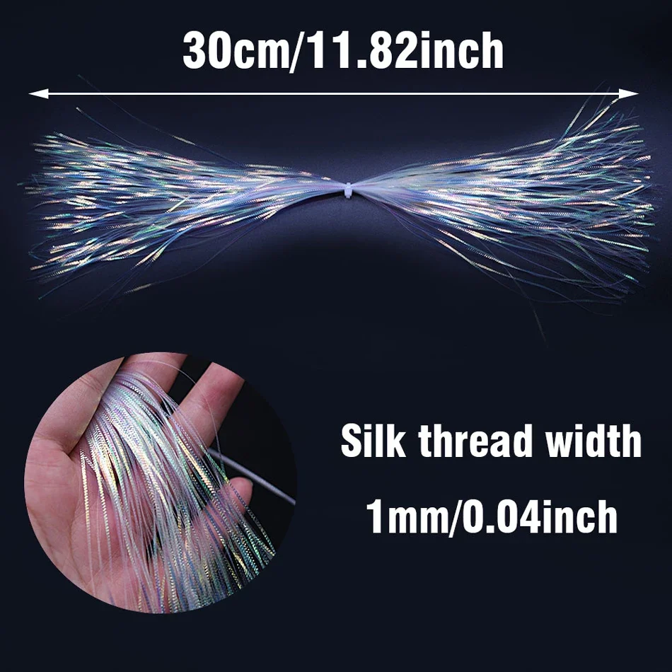 30cm 5g/Beutel Wellenförmige Gliss-Stränge Irisierendes Regenbogen-Flash-Tinsel Fliegenbindematerial für Angelköder DIY ﻿ – Detail 3