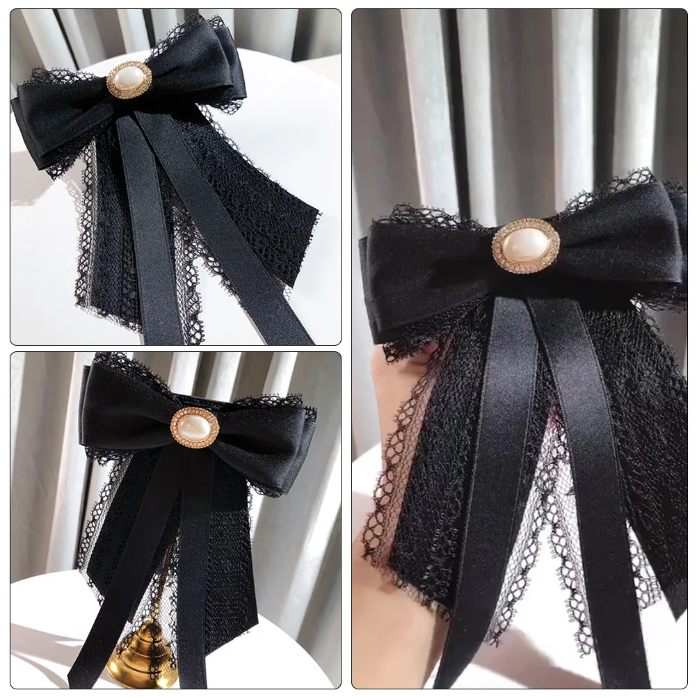 1 قطعة ربطة العنق القوس بروش تقليد اللؤلؤ قبل تعادل موحدة نمط مساء الزفاف مأدبة ملحق ربطة القوس فيونكة بروش