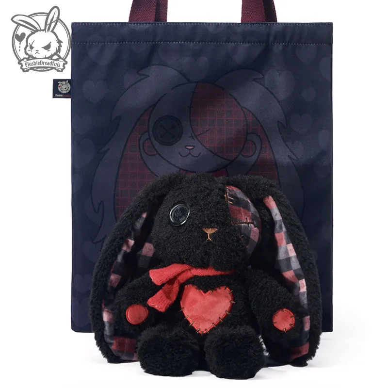 Plushie Dreadfuls Plush Bunny Black Red Heart Stuffed Animal Bag Charm Trendy Unique Collectible Ornament Home Decor Gift