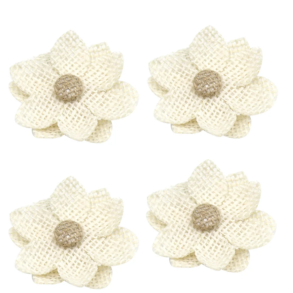 

20pcs Jute Linen Lace Roses H made Vintage Flowers DIY Craft Lightweight Corrosion Resistant Workmanship Home Decoration