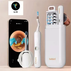 Offical Bebird White EarSight Plus R37R I35R|Smart Visual Ear Cleaner/Bendable Rod|All-in-1 Safe Earwax Removal Kit for Home Use