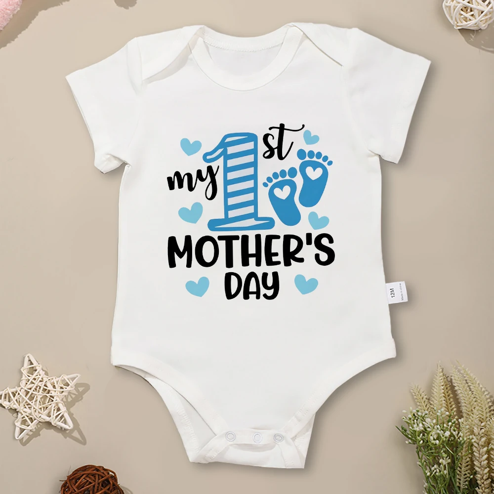 100% Cotton Baby Boy Clothes “My 1st Mother's Day ” Pattern Gift Infant Onesie High Quality Soft Breathable Toddler Bodysuit