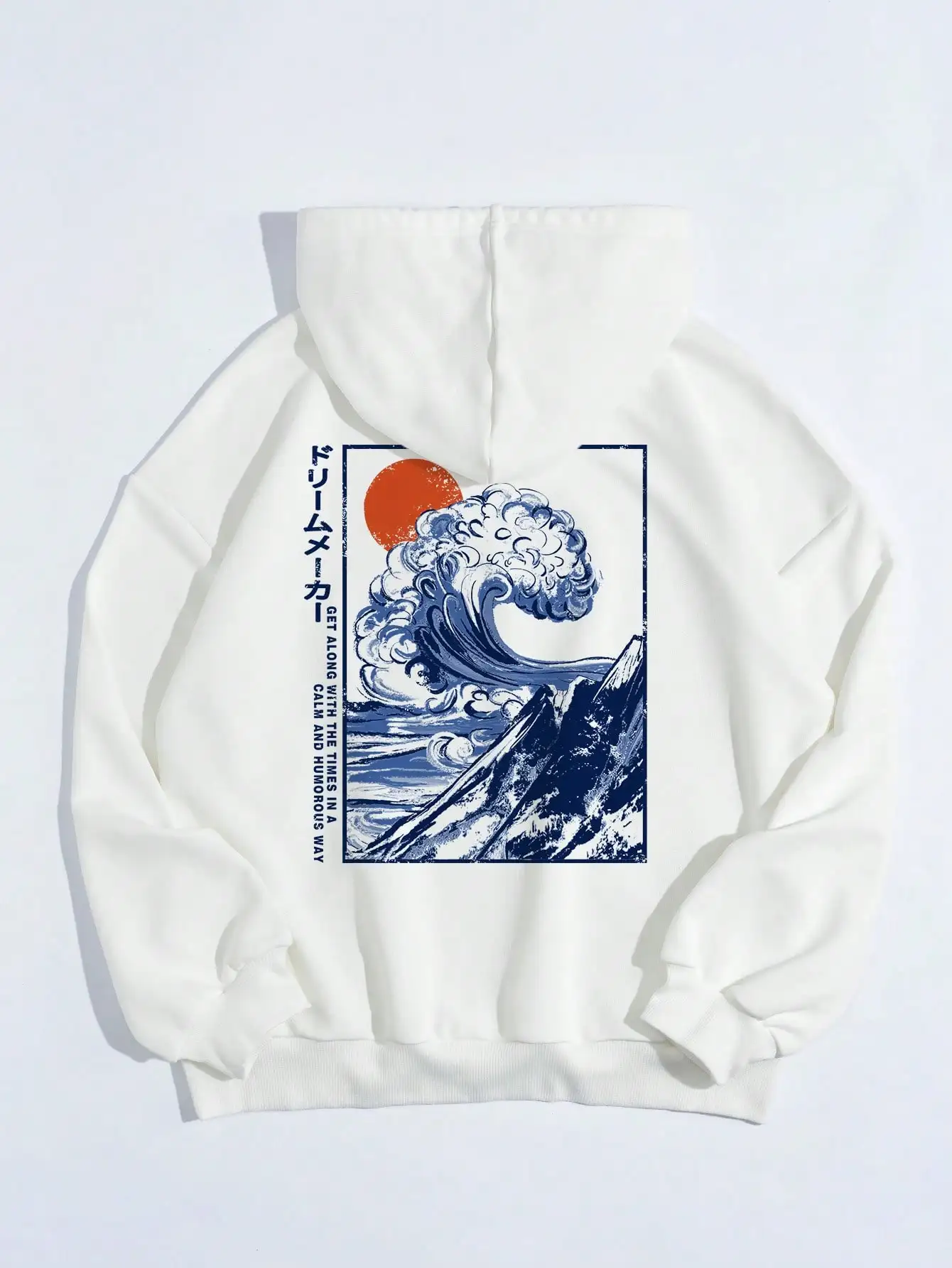 Japan Ocean Wave Anime Graphic Printed Plus Size Hooded Men Women High Quality Hoodies Harajuku Unisex Prevalent Sweatshirt