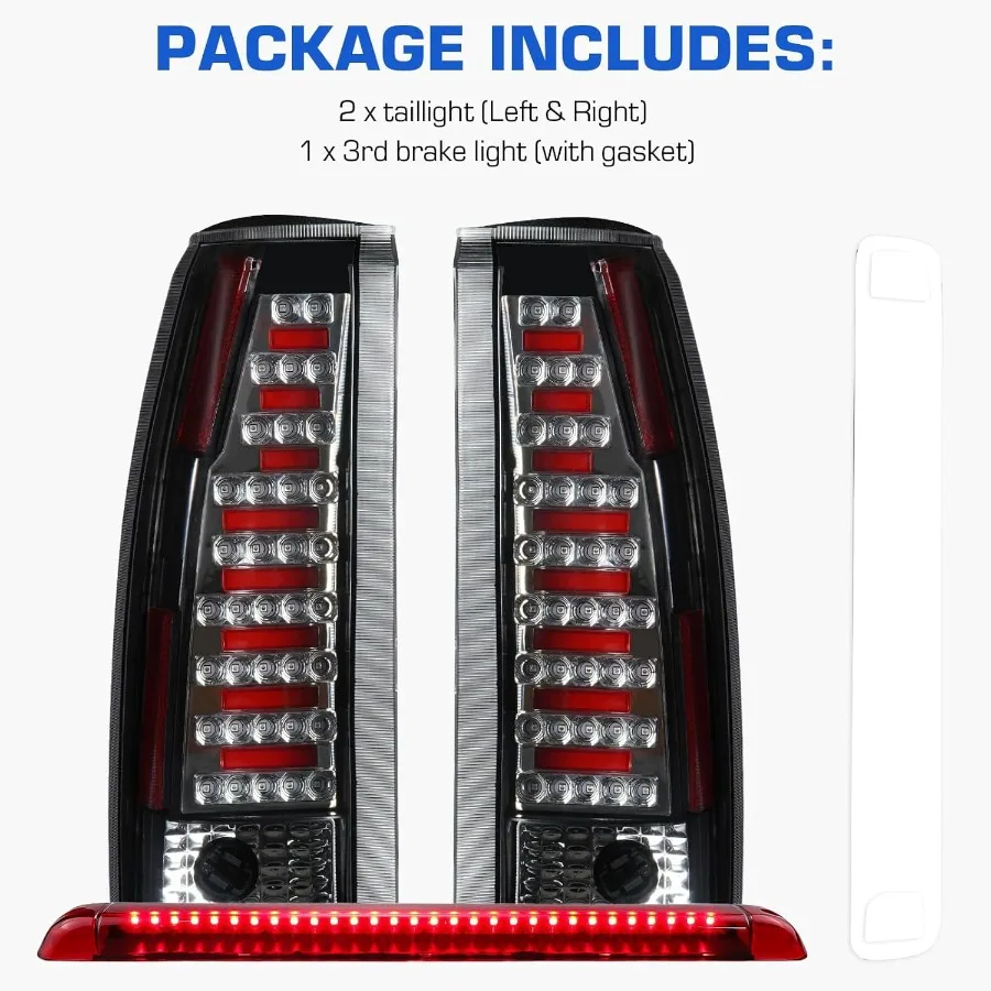 أضواء خلفية LED مع ضوء الفرامل الثالث لسيارة شيفروليه جي إم سي كيه 1500 2500 سوبربان 19921999 تاهو 19951999 يوكون 19921999 وكاديل