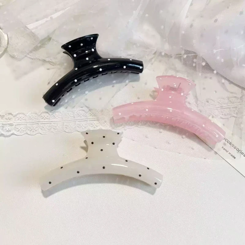 موضة Bowknot القوس مشبك شعر لطيف دبوس الشعر الاكريليك البولكا نقطة مشبك شعر الكورية نمط كبير القرش كليب مشبك شعر كبير فتاة