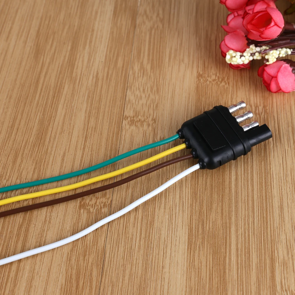 4 Pin Plug Adapter Flat Wiring Harness Kit Electrical Converter Trailer Connector US Standard Round Hole Trailer Plug Car Parts