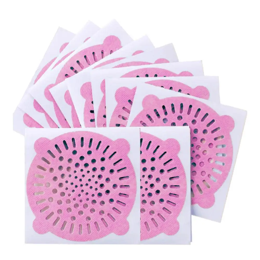 10Pcs Disposable Hair Filter Non-Woven Fabric Kitchen Bathroom Hair Drain Filter Sticker