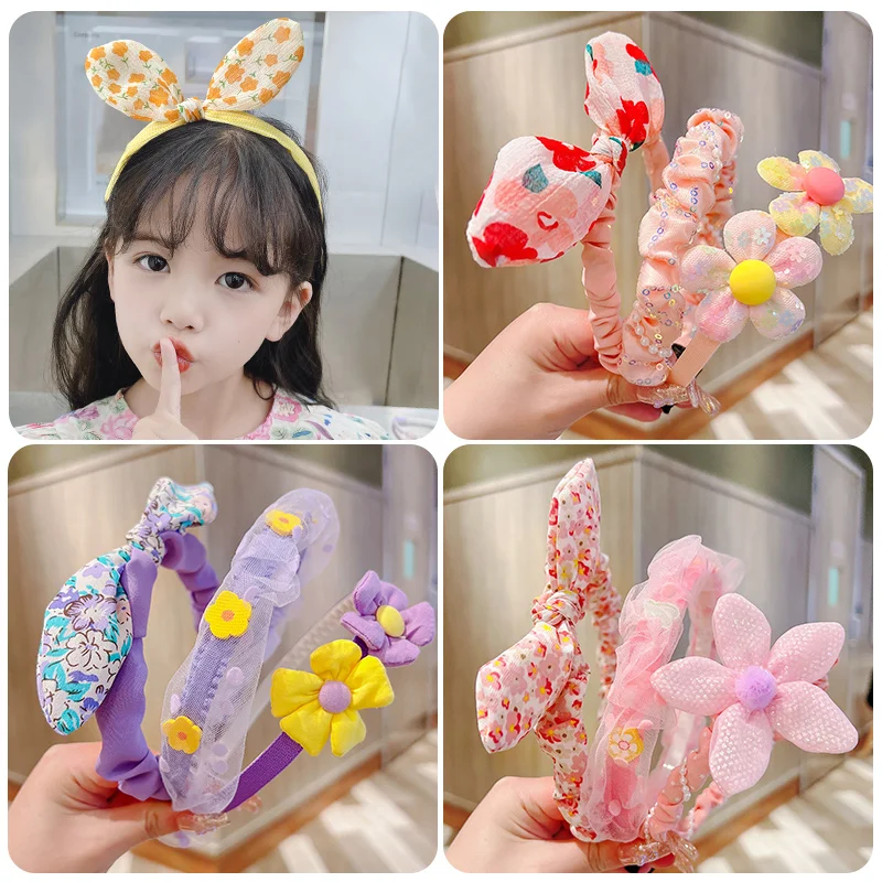 2022 New Children Cute Colors Cartoon Flower Hairbands Headwears Girls Lovely Sweet Hair Hoop Headbands Kids Hair Accessories