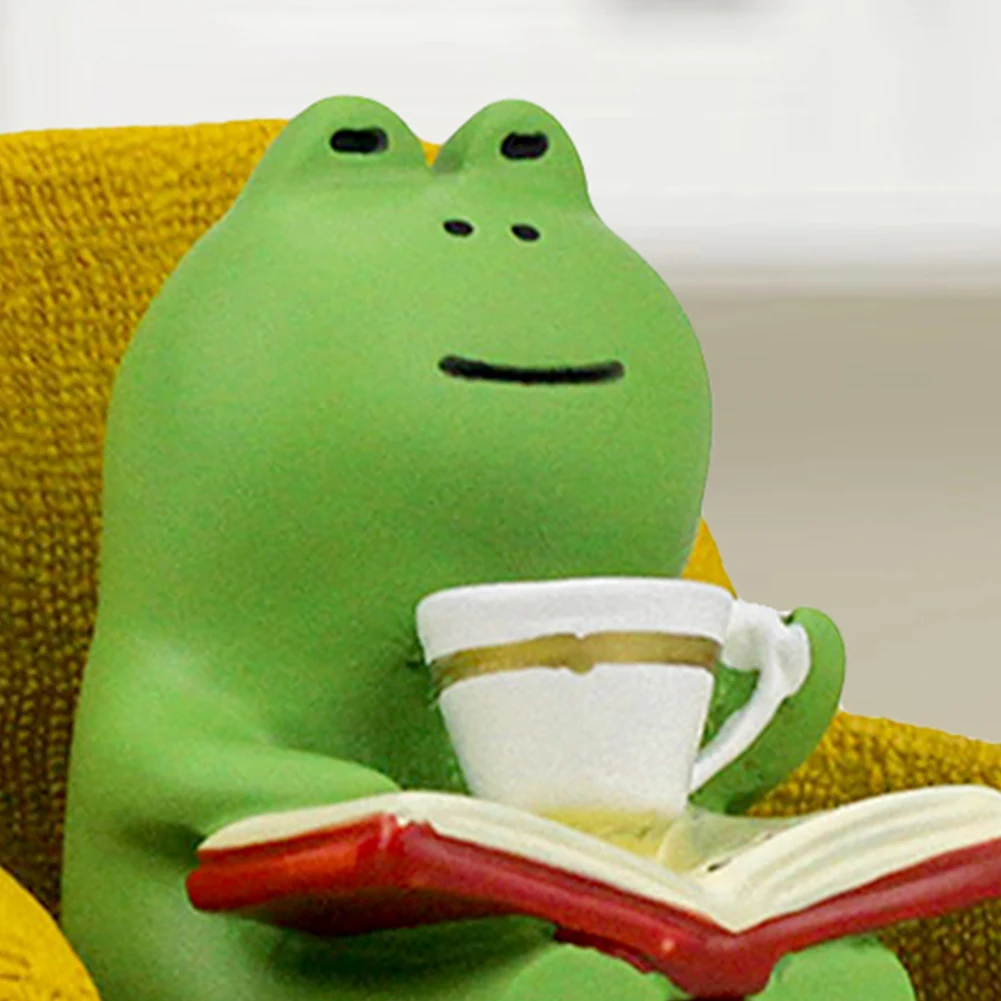

Cute Sitting Frogs Craft Resin Statue for Shelf Desk Decoration (Rocking Chair)