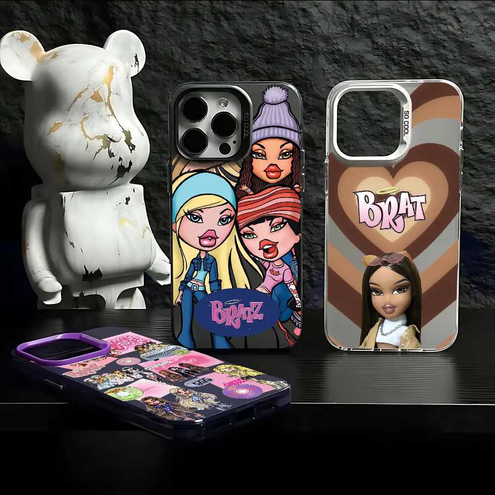 Cute Girl Bratzs Doll Phone Case For iPhone 15 14 13 12 11 Pro Max X XR XSMAX 8 7 Plus Candy Matte Shockproof Back Cover