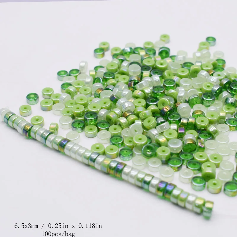 6.5x3mm 100pcs/bag Mixed-color Glass Beads Handmade Jewelry Making Spacer Beads Disk Flat Loose Spacer Beads For Jewelry Making