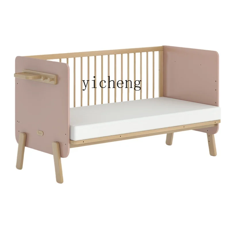 Tqh Splicing Bed Children's Seamless Bedside Bed Widened Crib Adjustable High Guardrail Bed