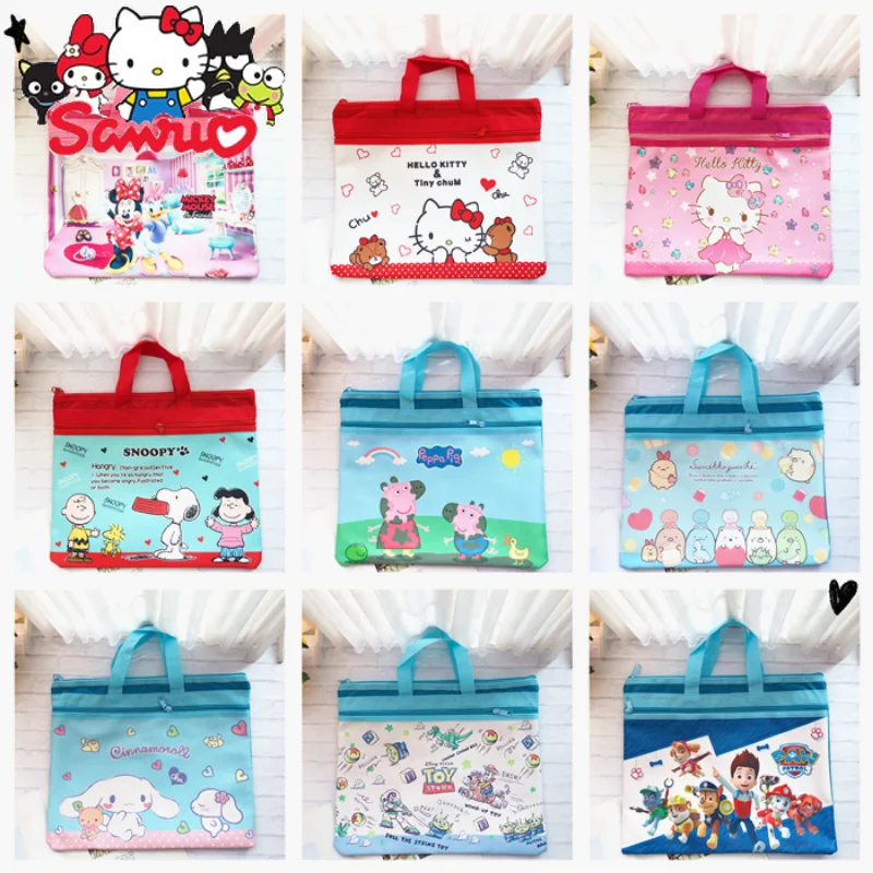 

Sanrio Melody Kuromi Hello Kitty Cinnamoroll Pochacco Cartoon Corner Bio File Bag Kids Tuition Bag Japanese Double Carry A4 Bag