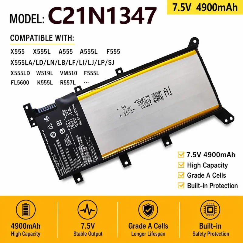 Suitable for ASUS A/X555L VM510L W519L K555L X555LN R557L C21N1347 battery