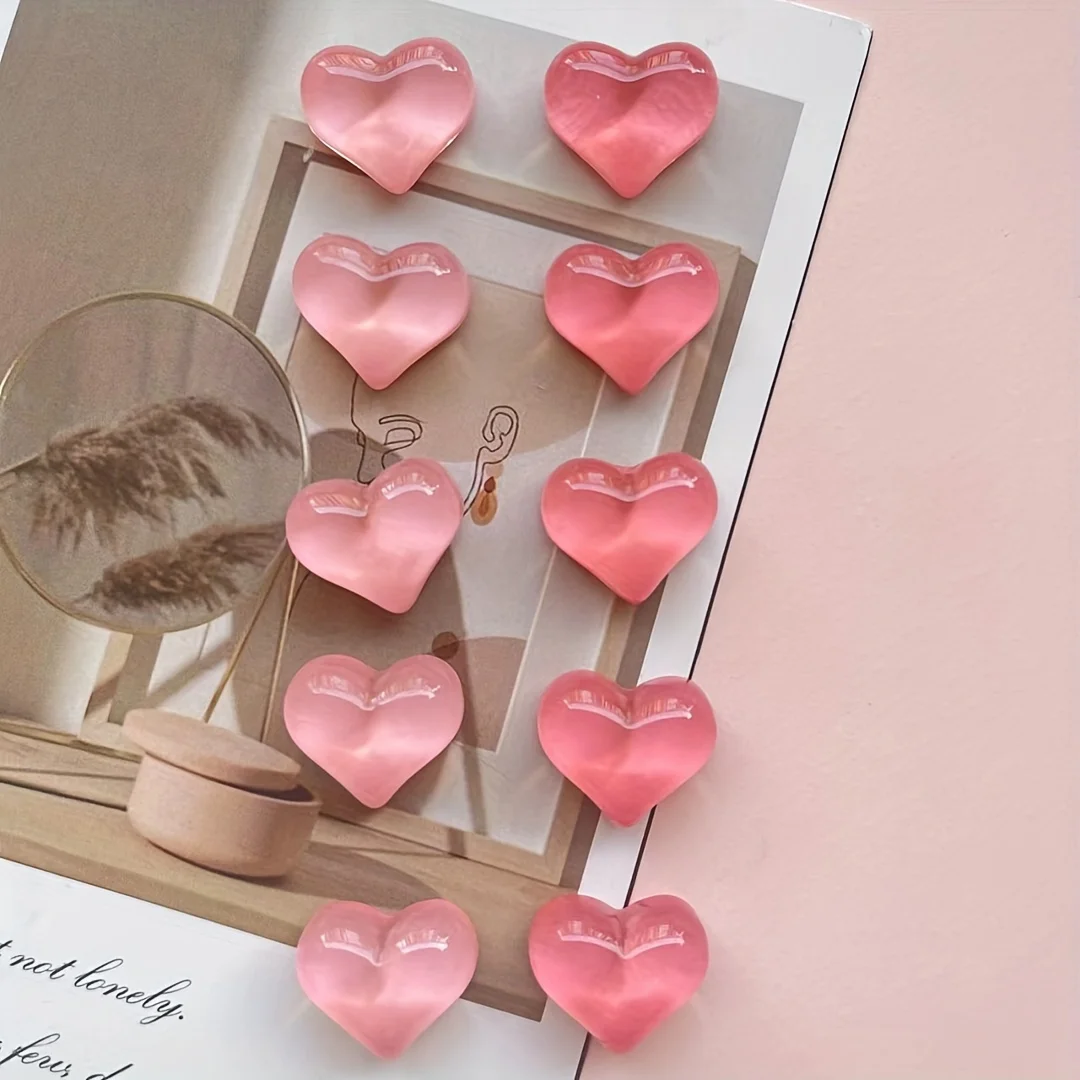 10pcs heart-shaped resin refrigerator magnets - multifunctional kitchen and office whiteboard decoration magnets