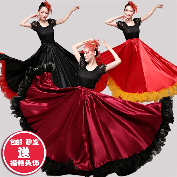 Vrouw Spaanse Stierengevecht Rok Opening Dans Kostuum Buikdans Rok Flamenco Swing Rok Groep Dans Kostuum Prestaties Rok