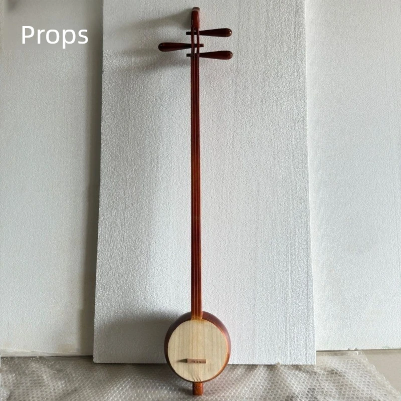 Wooden Sanxian Performance Prop Handmade Folk 3 Strings Props Dancing Stage Display Sanxian Decoration Chinese Ethnic Instrument