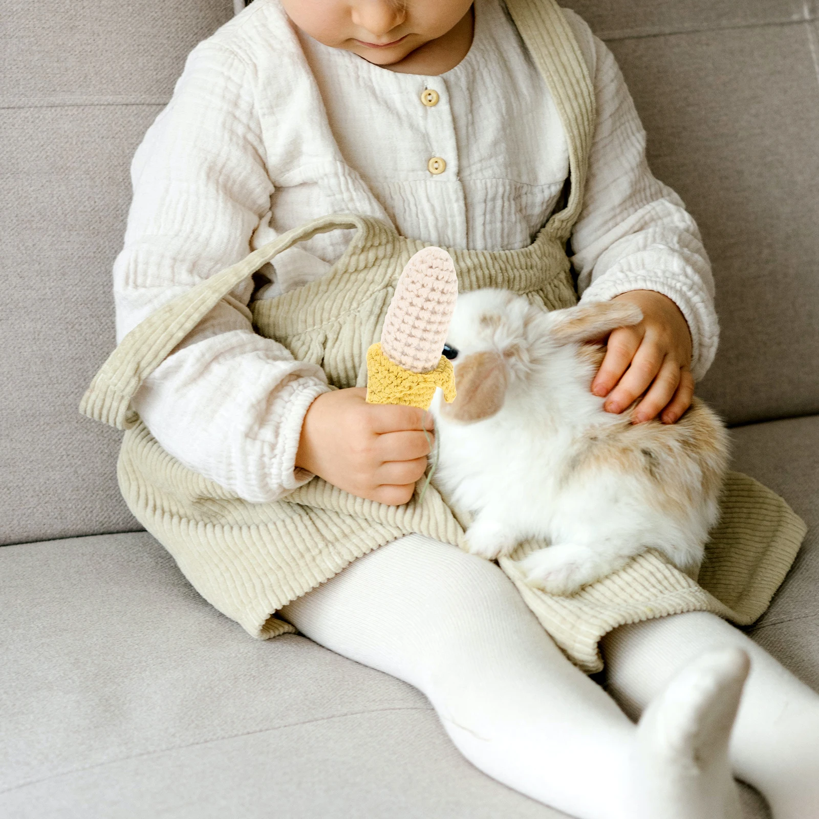 

1Pcs Lightweight Banana Baby Rattle Handmade Crochet Teething Toy Soft Grasping Bell for Infants