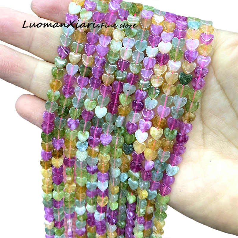 

Natural Stone Love Heart 6x6MM Tourmaline Chalcedony Loose Spacer Beads for Jewelry Making Diy Bracelet Charms Accessories