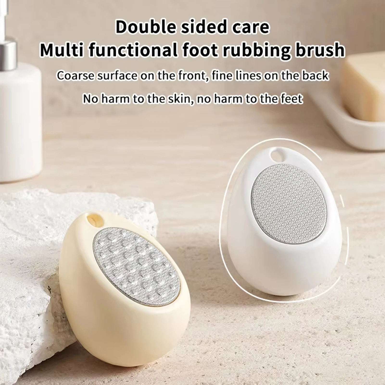 أداة باديكير مزيل مسامير القدم مزدوجة الجوانب مع مقبض مضاد للانزلاق للاستخدام الجاف والرطب والعناية بالقدم أثناء السفر باللون الأصفر والأبيض