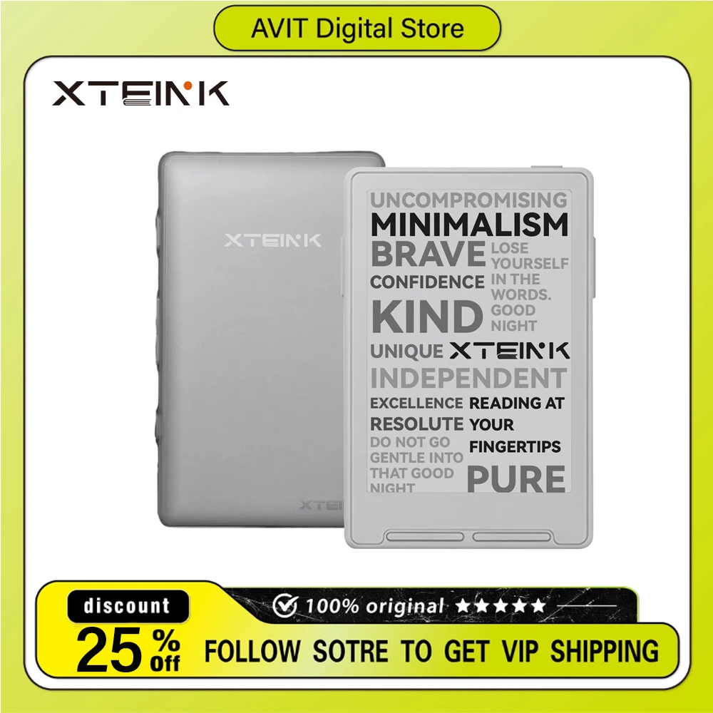 قارئ الكتب الإلكترونية المحمول XTEINK X3 الإصدار الدولي مع غلاف ناعم شفاف غير لامع قابل للاستبدال باللونين الأسود/الأبيض (قطعتان)