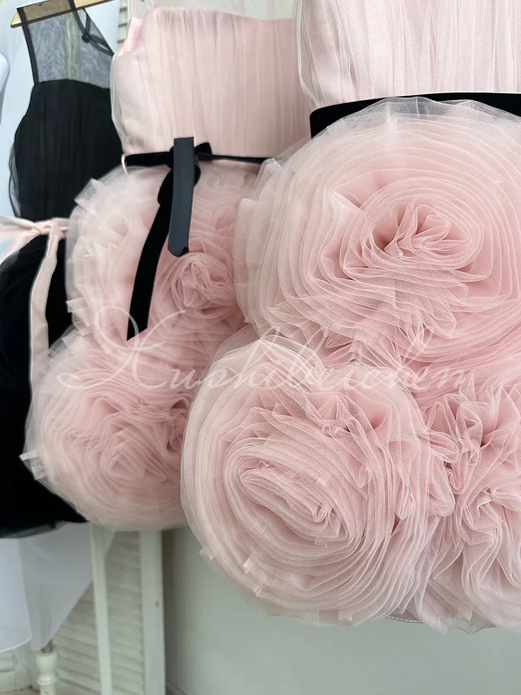 فساتين فتاة الزهور للأطفال الصغار بفيونكة الزهور من التول فساتين التواصل الأول لأعياد الميلاد وهدية الكريسماس وحفلات الزفاف وأعياد الميلاد #6