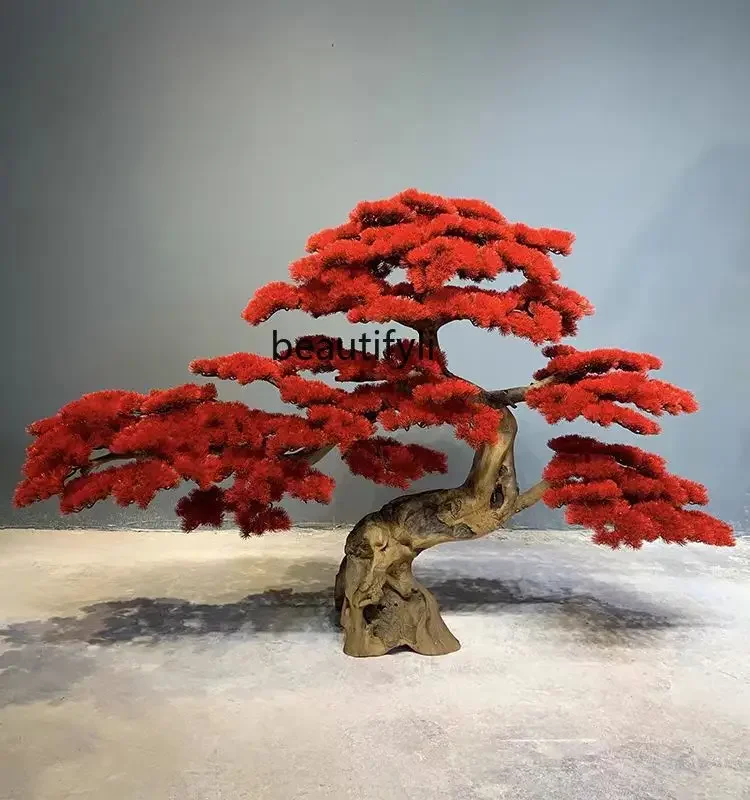 Red maple tree simulation landscape ornament indoor and outdoor fake tree window shopping mall hotel decoration