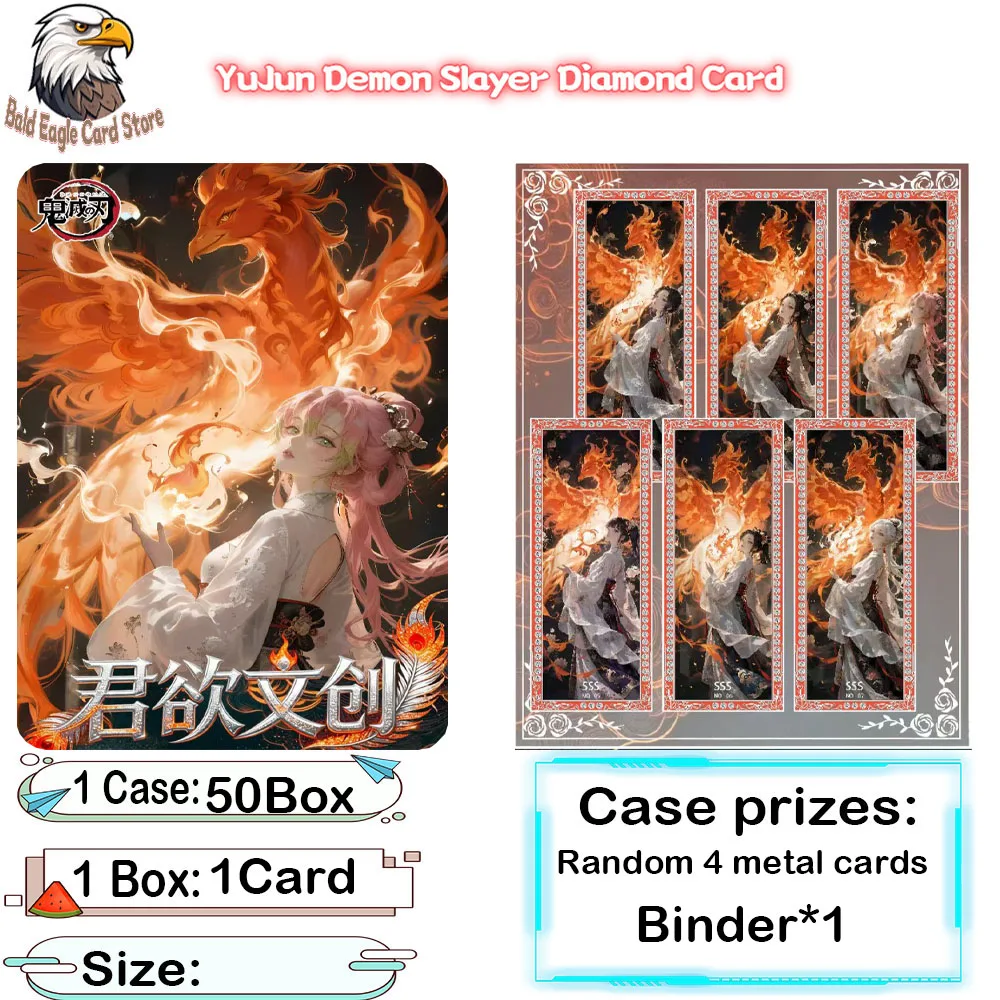 

2026 Newest JunYu Creative Studio Demon Slayer Diamond Cards Anime Character Diamond Ticket Stub Metal Card