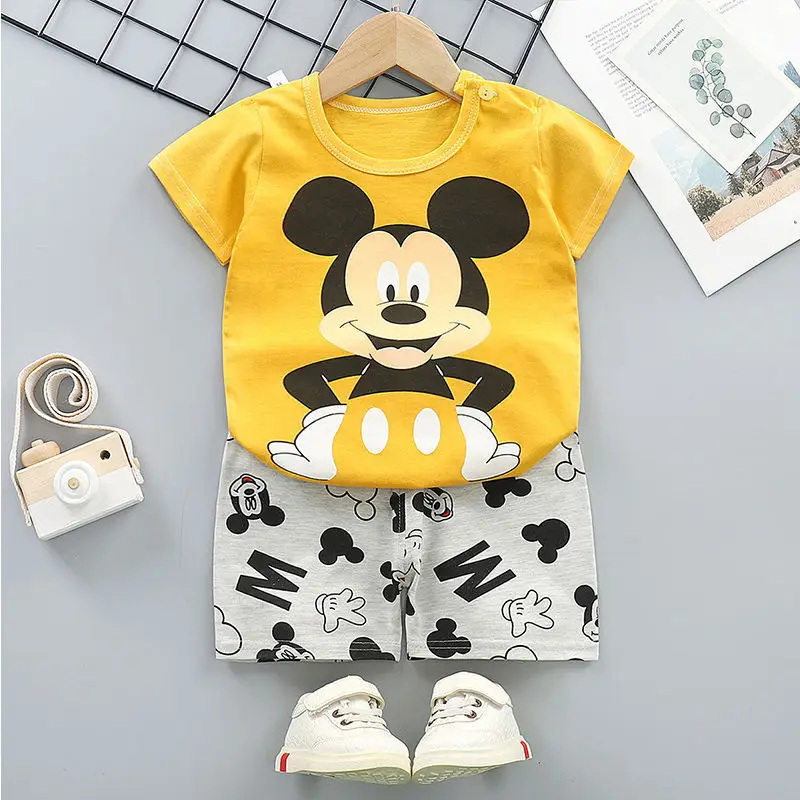 Cute Children Tracksuit Summer Clothing Cartoon Fashion Baby T-shirt + Shorts Clothes Set Baby Toddler Clothing For