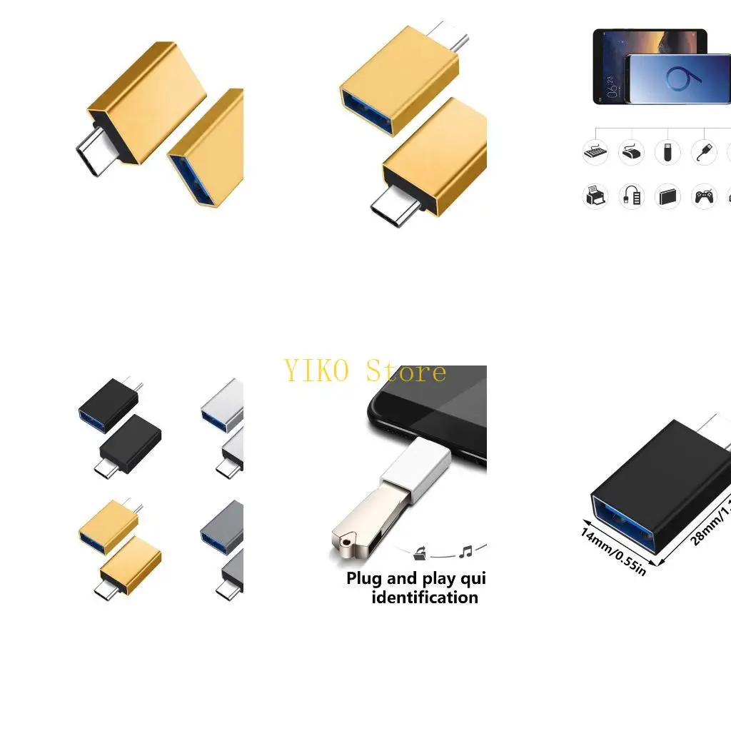 K32C Pack Of 2 Type C To USB Adapter USB3.0 Converter For Charging and Data Transfer