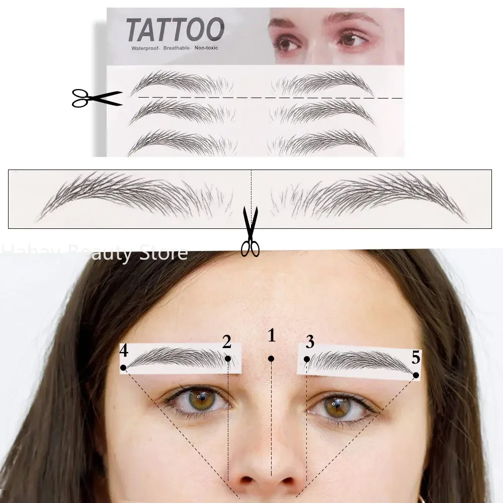 4D Eyebrow Tattoo Stickers Hair Like Waterproof Eyebrow Tattoos Long Lasting Natural Fake Eyebrows Cosmetics Permanent Eyebrows