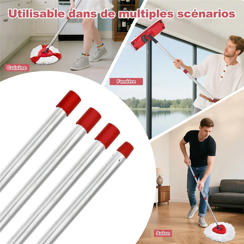 مقبض بديل للممسحة الدوارة المشتركة من ABDJ-ألمانيا، عصا من الفولاذ المقاوم للصدأ قابلة للتعديل مقاس 30-58 بوصة متوافقة مع Ocedar A