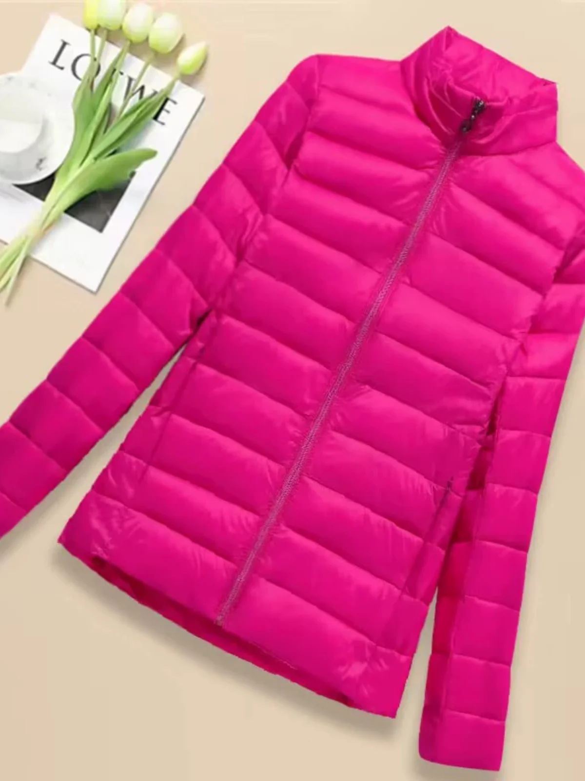 

Women's Loose Fit ort Cotton Jaet Winter New Sle Stand Collar Lightweight Hooded Faion Small Size Cotton Coat