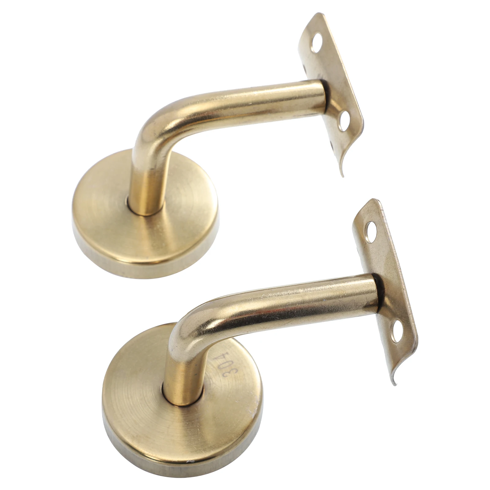 

2Pcs Staircase H rail Bracket Golden 60x60mm Stainless Steel Wall Support Banister Rail Holder Practical Construction