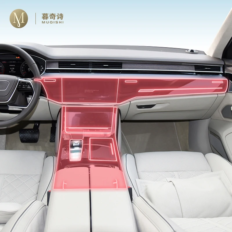 

Предварительно вырезанная внутренняя панель коробки передач автомобиля, защитная пленка из ТПУ, ремонтные наклейки против царапин, ремонт для Audi A8 D5 2018-2024