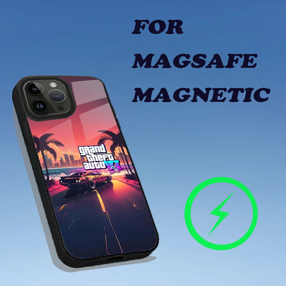 Game G-GTA 6 Vice City Phone Case For iPhone 15,14,13,12,11,Plus,Pro,Max Mini Magsafe Magnetic Wireless Charging