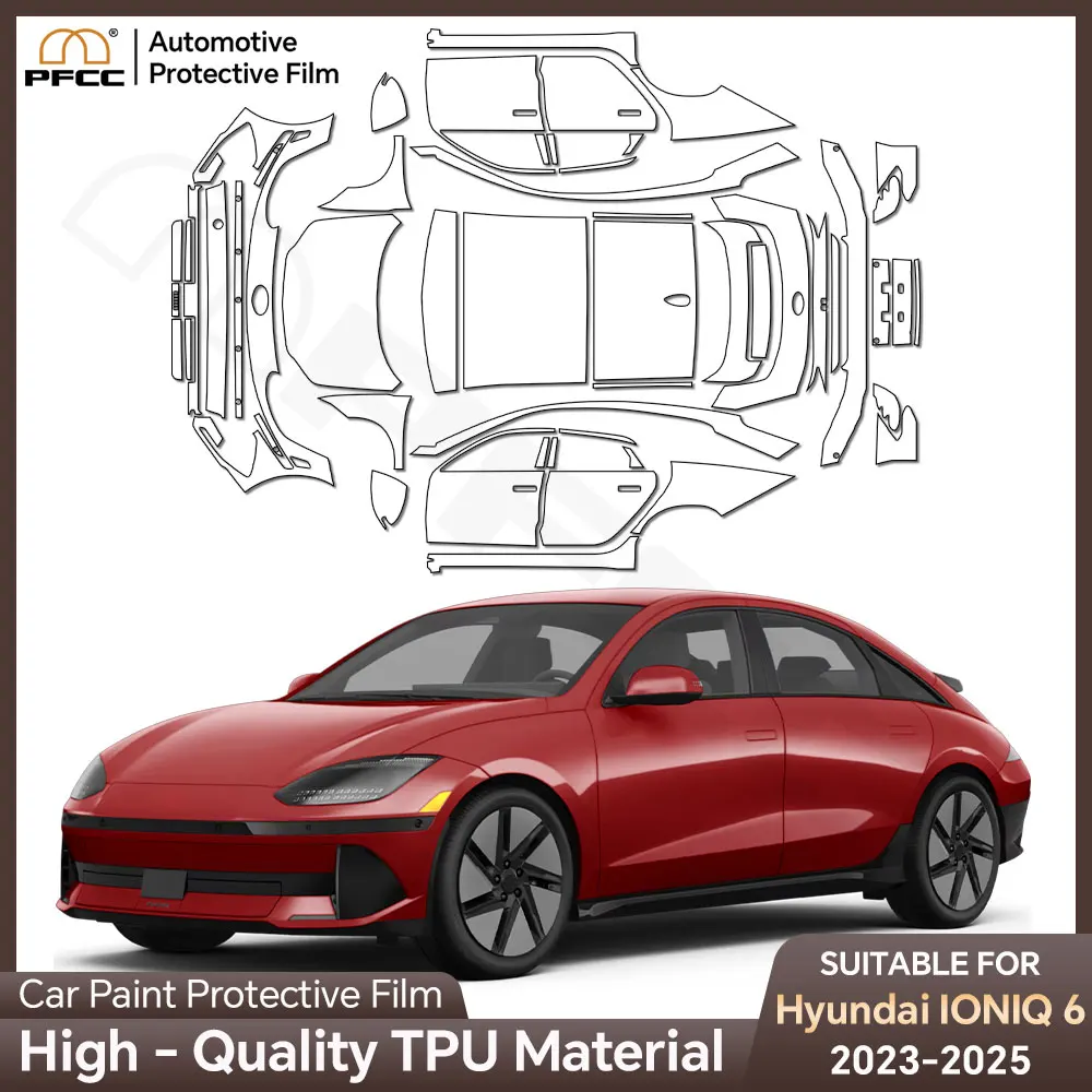 For Hyundai Ioniq 6 2023 2024 Car Body Precut Sticker Paint Protection Film Anti-Scratch TPU Clear Bra PPF Decal 8.5mil