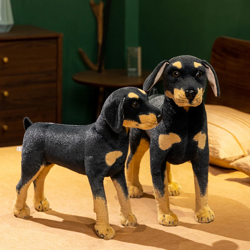 

Ультра реалистичная плюшевая игрушка для черной собаки, реалистичная мягкая игрушка ротвейлера, пушистое щенок для детей и взрослых, подарок для любителей собак, большой размер