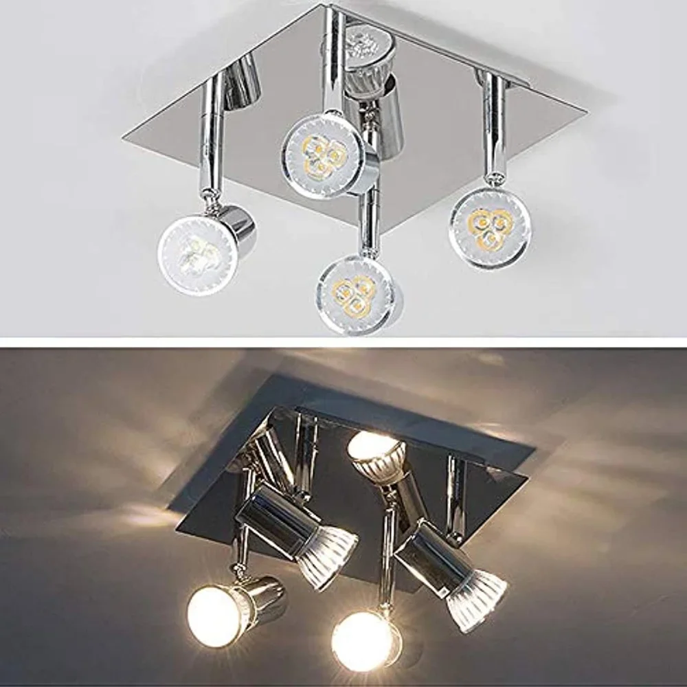 4 enchufes GU10 giratorios, foco de luz de techo blanco cálido, foco de techo LED, luz de techo moderna