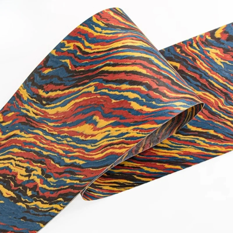 Tech Colorful Ink Wavy GrainWood Veneer Red Blue for Art Wall Panel Furniture Doors Musical Instrument Craft DIY L:250X28cm
