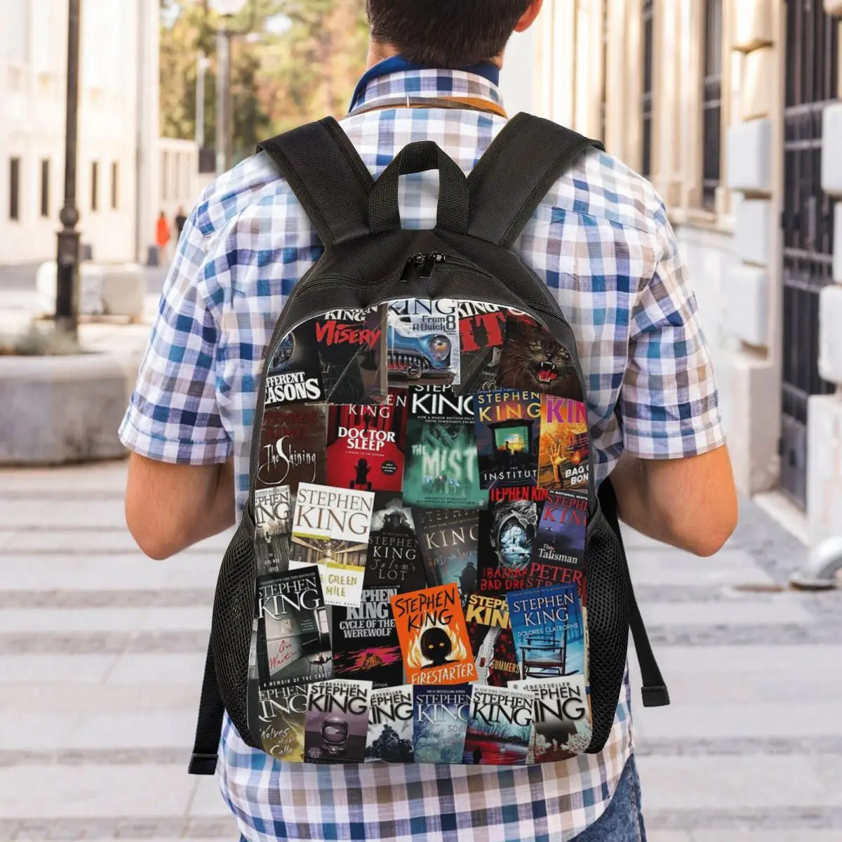 Stephen King Book Covers, Horror Bookworm Backpack Student Boys Girls BookBag School Bag Laptop Shoulder Bags