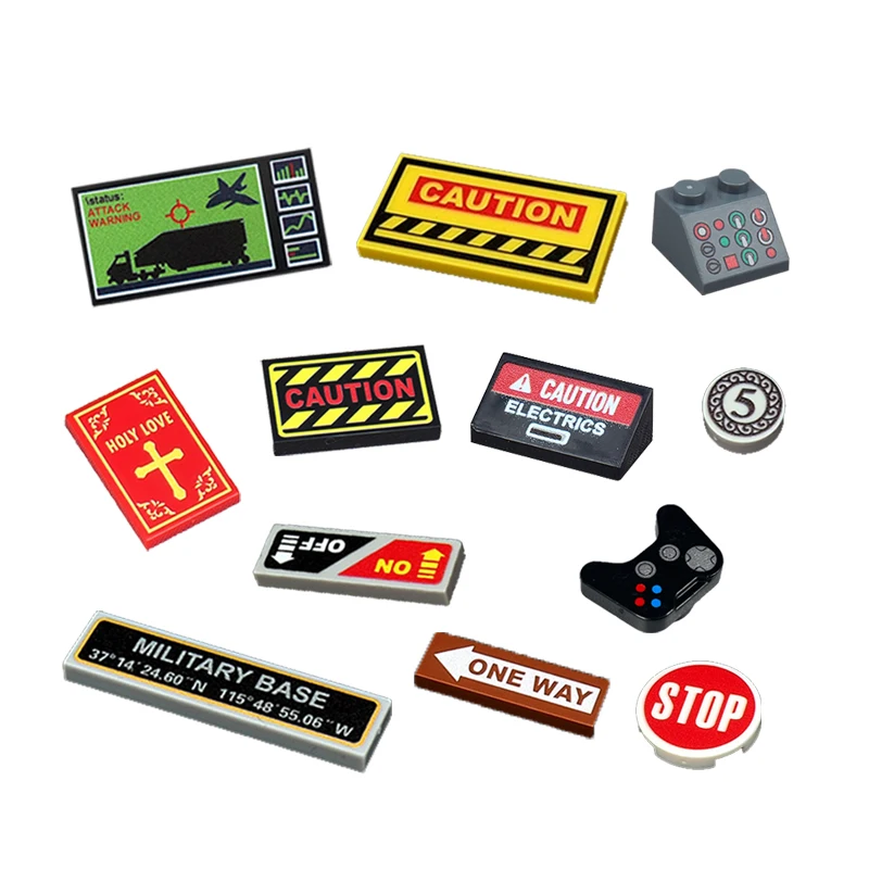 MOC City Print Building Blocks Computer Monitor Audio Keyboard Phone Food Pizza Wall Brick Dollar Coin Poker Card Toys Gift K059