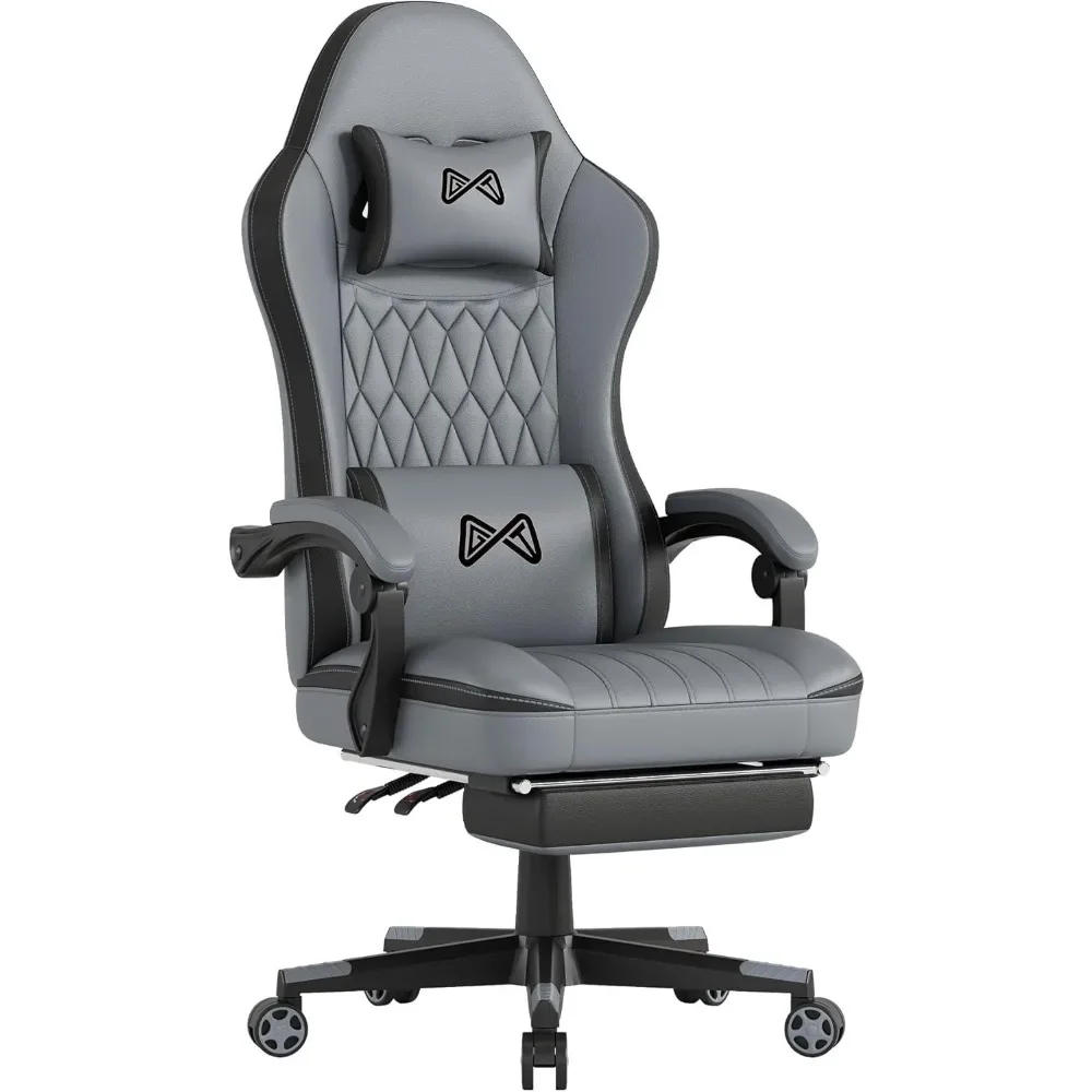 

aterialChair with Footrest, Ergonomic Computer Chair with Lumbar Support, with 4D Foam Sports Seat Cushion, Breathable Leather M