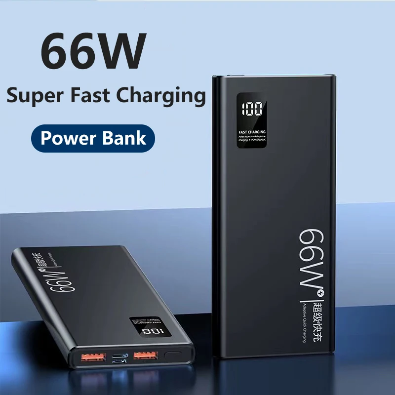 

66 Вт Power Bank 30000 мАч USB C Внешняя батарея с быстрой зарядкой Портативный цифровой внешний аккумулятор для iPhone 16 Samsung S22 Huawei Xiaomi