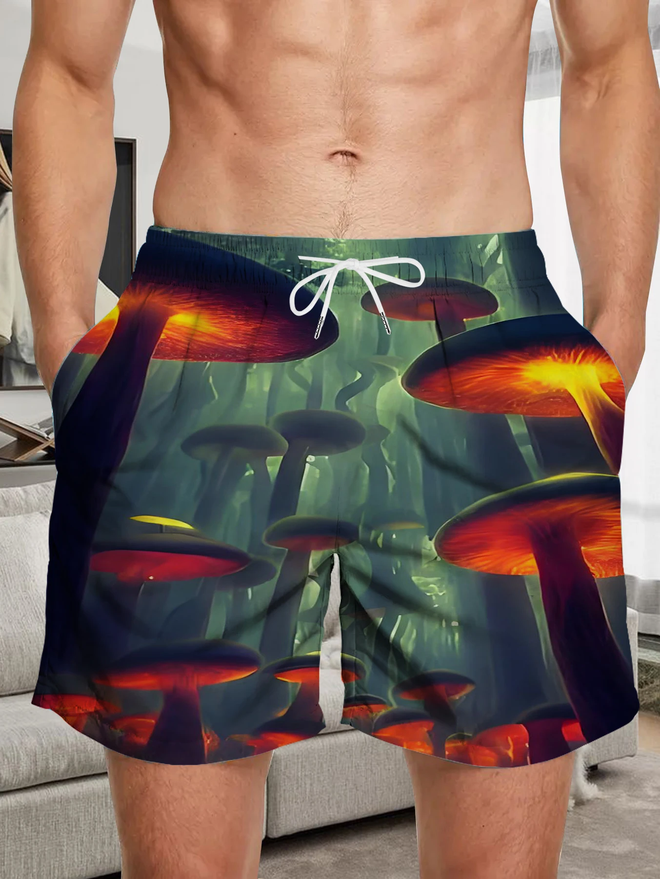 

Casual Lounge Beach Shorts Men Full Digital Print Skin-friendly Polyester Trunks