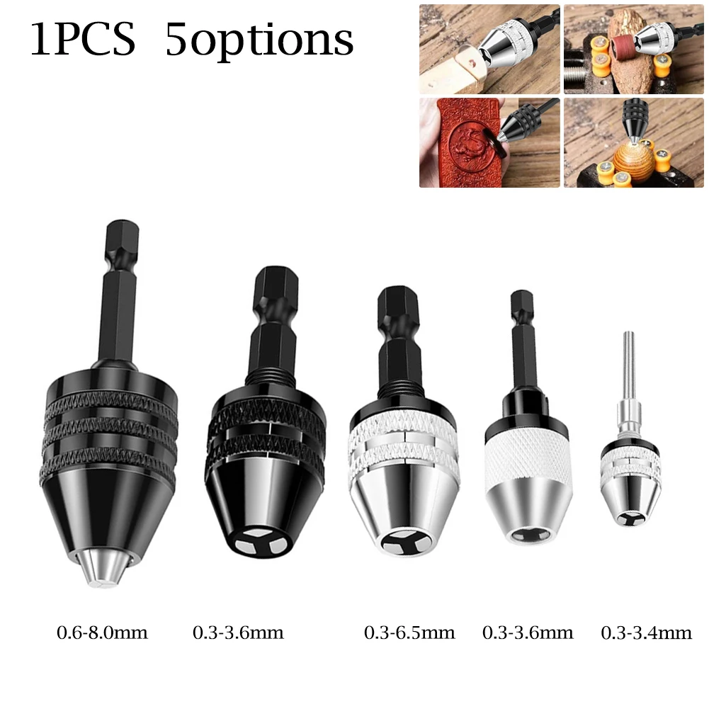 1PCS 6.35mm Hexagonal Handle Quick Change Keyless Drill Bit Chuck Conversion Tool Electric Grinder Nail Carving Machine Componet