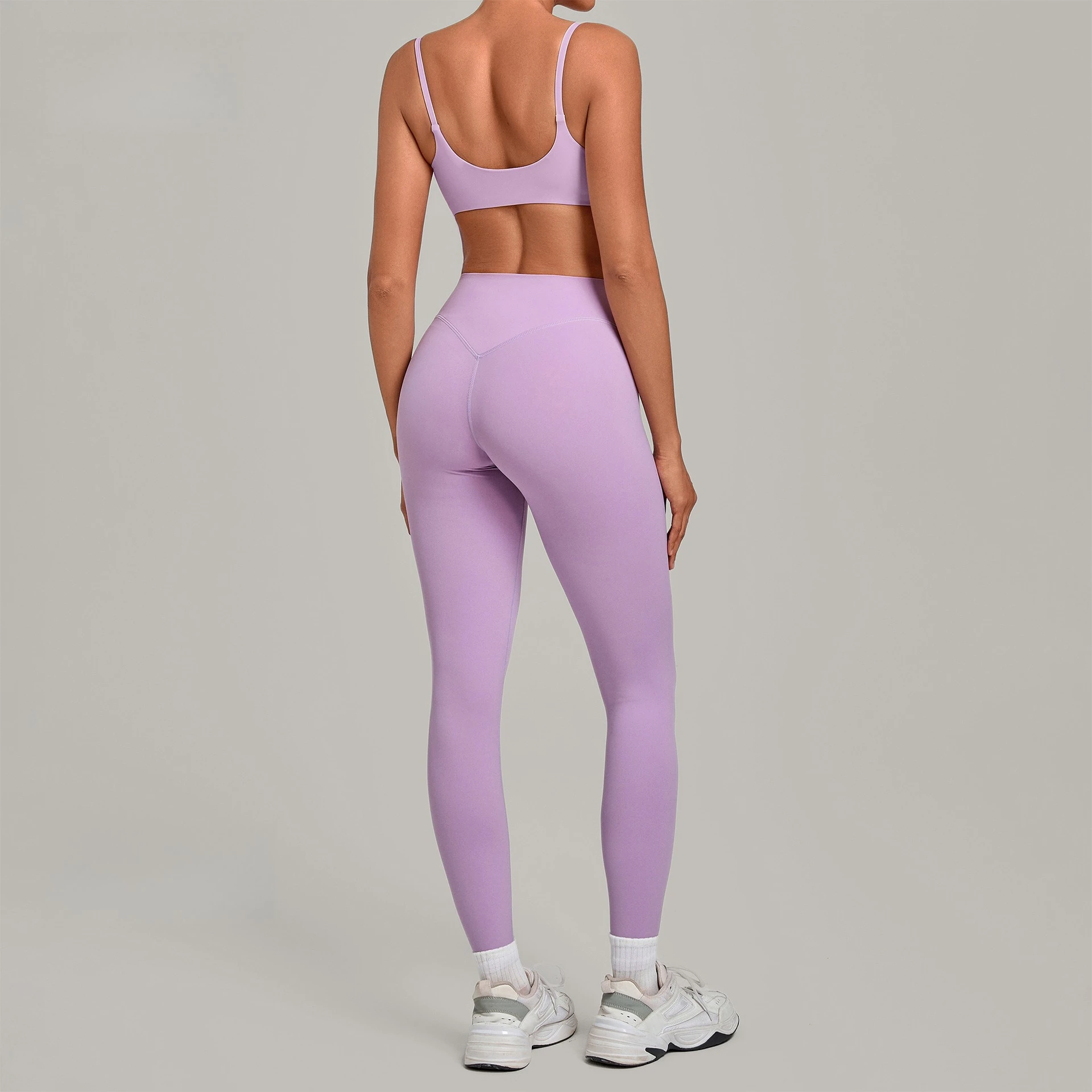 2Pcs Yoga Suit Women Spaghetti Strap Sports Bra High Waist Butt Lifting Leggings Soft Stretch Gym Workout Fitness Active Wear