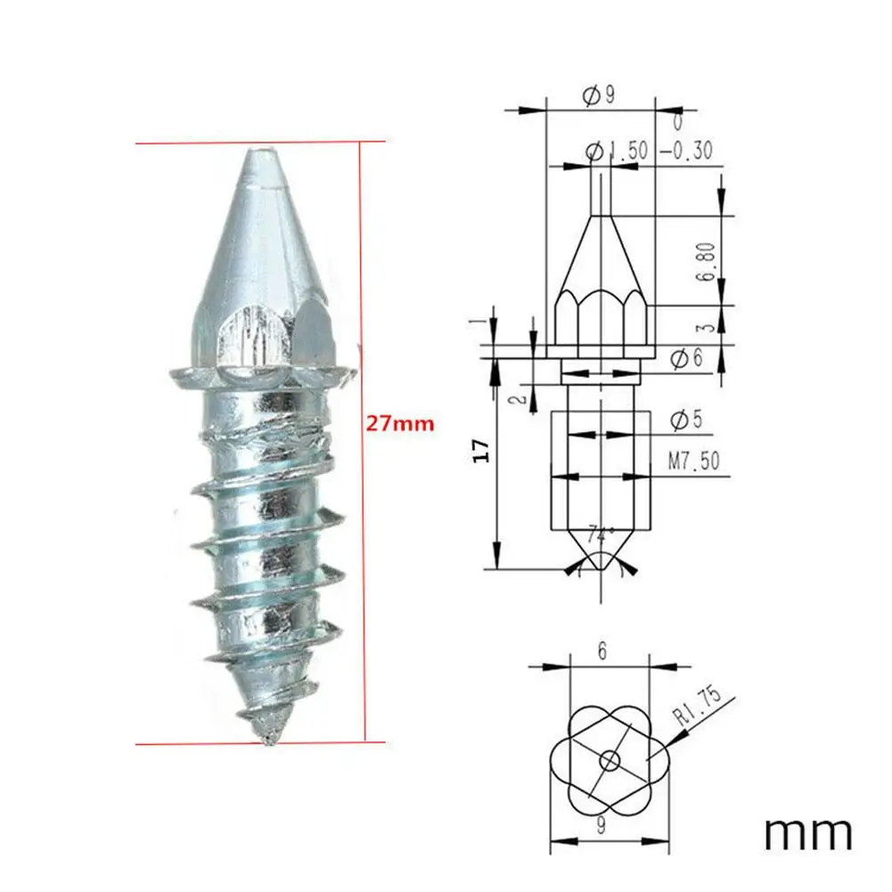 10Pcs Universal Anti-Slip Screws Winter Car Tire Stud Nails Auto Motorcycle Truck Off-road Snow Tyre Steel Cleats