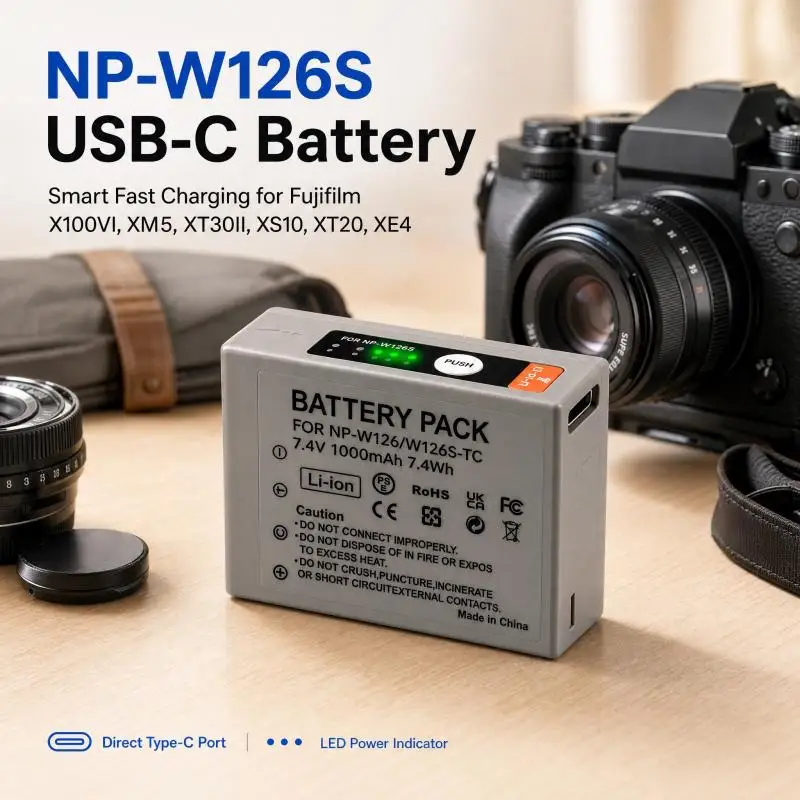 NP-W126S NP-W126 USB-C Rechargeable Replacement Camera Battery For Fujifilm XT30II XM5 X100VI X100V XS10 XT30 XT20 XE4