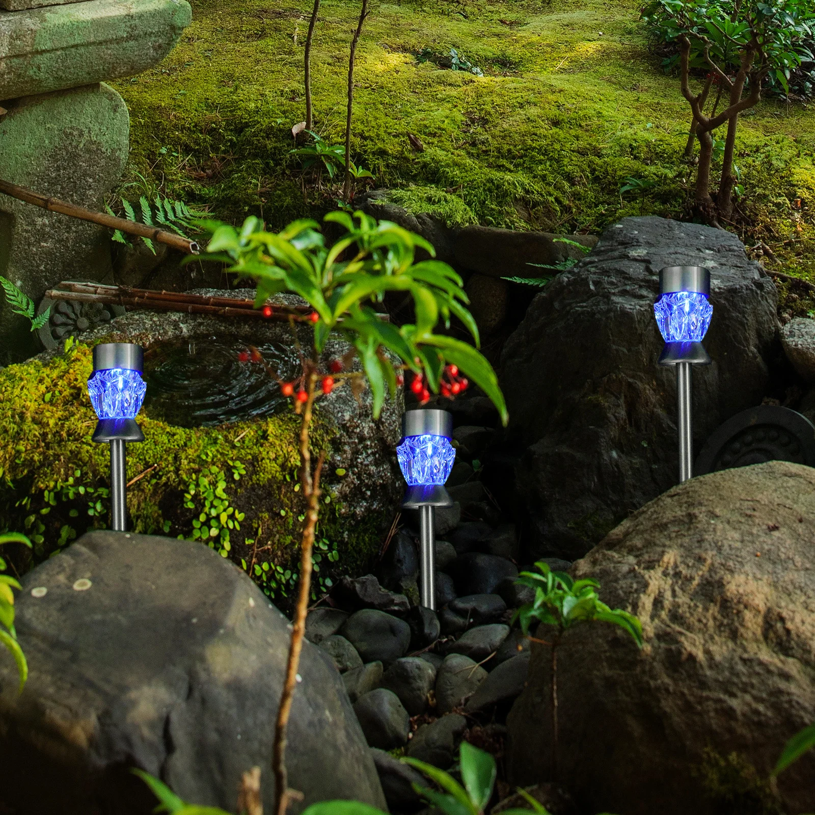 

4pcs Solar Energy Decorative Lamps Diamond Design Garden Ground Lights Outdoor Yard Lawn Park Lighting Colorful Solar Lamp